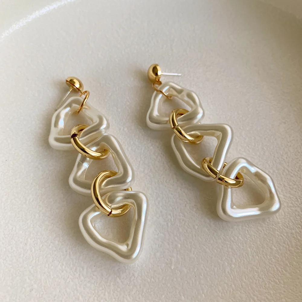 JUHU New geometric triangle pearl earrings metal wild long earrings alloy jewelry for women 2020
JUHU New geometric triangle pearl earrings metal wild long earrings alloy jewelry for women 2020