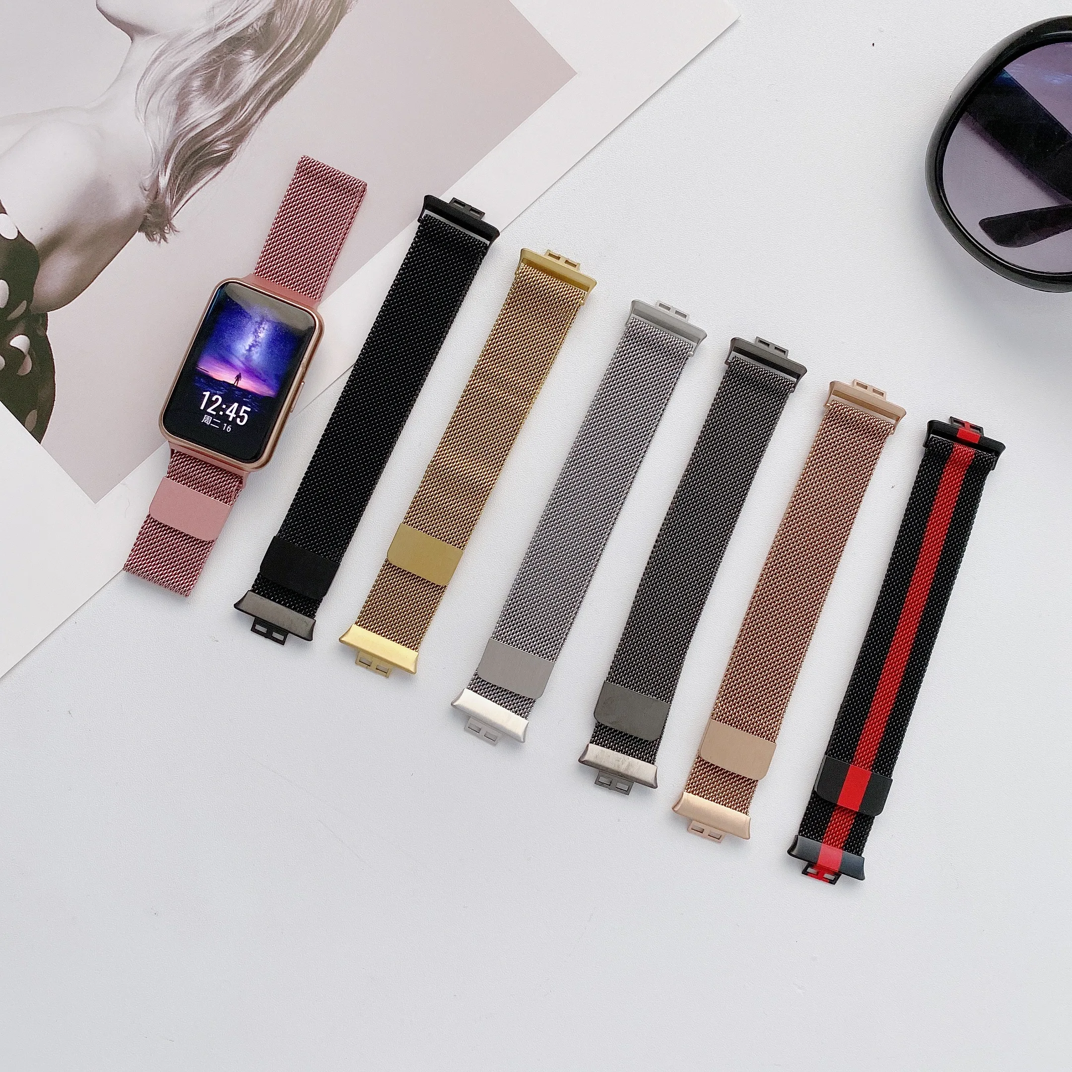 BOORUI stainless watch accessories for huawei fit watch strap smart watch fit band for huawei, Silver, rose pink, black, gold, rose gold, gray, black with red
BOORUI stainless watch accessories for huawei fit watch strap smart watch fit band for huawei, Silver, rose pink, black, gold, rose gold, gray, black with red