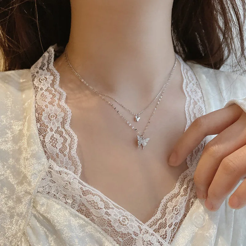 Ins Fashion Crystal Butterfly Pendant Charm Necklace Gold Plated Ladies Jewelry Double Layer Butterfly Necklace
Ins Fashion Crystal Butterfly Pendant Charm Necklace Gold Plated Ladies Jewelry Double Layer Butterfly Necklace