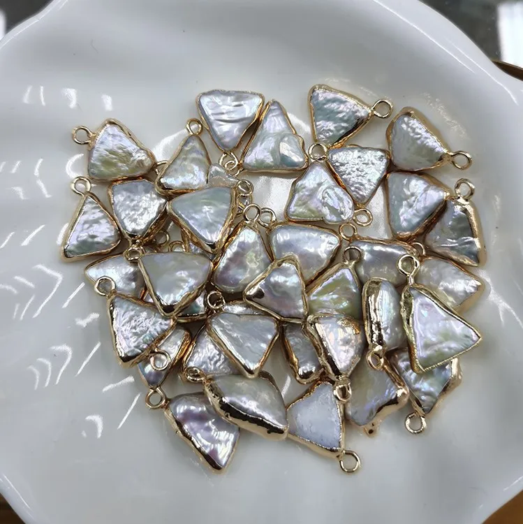 Natural baroque encased pearl triangle single double hole bead DIY handmade accessories material
Natural baroque encased pearl triangle single double hole bead DIY handmade accessories material