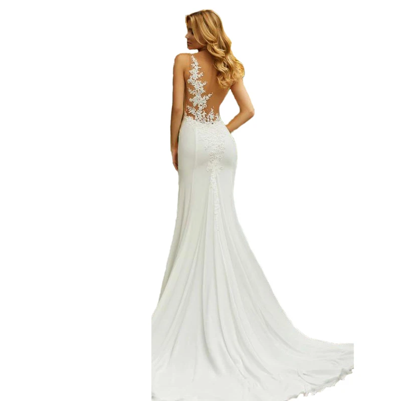 New lace plus size fashion dress retro round neck tube top sexy little tail bridal wedding dress, White
New lace plus size fashion dress retro round neck tube top sexy little tail bridal wedding dress, White