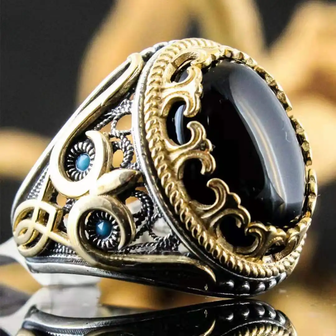 Drop shopping Turkish Jewelry Black Ring for Men 6g Real silver Plated Mens Rings Natural Agate Stone mens rings
Drop shopping Turkish Jewelry Black Ring for Men 6g Real silver Plated Mens Rings Natural Agate Stone mens rings