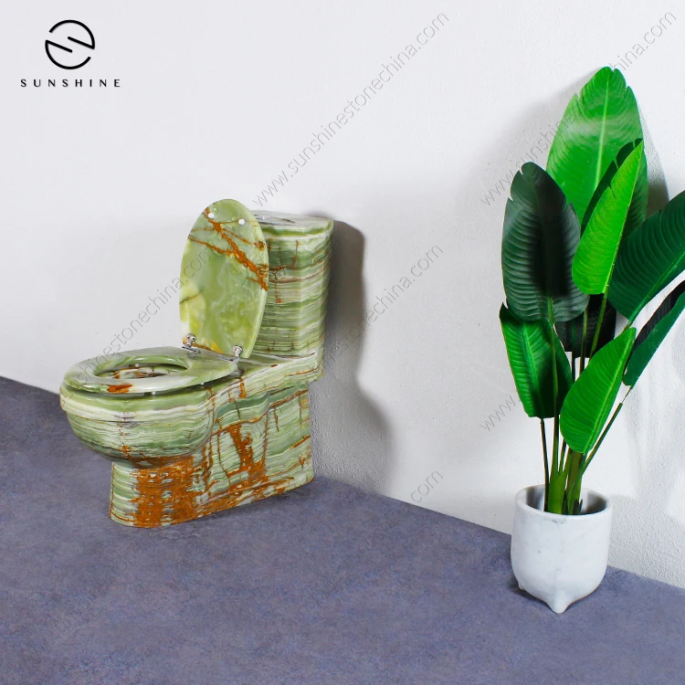 Custom Design Genuine Honey Onyx Marble Stone Floor Standing Closestool Toilet