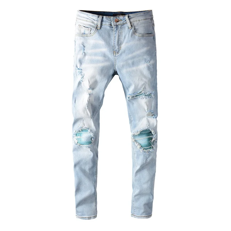 Amiry High Quality Trend Men'S Print Trousers ripped path Knee Elastic Hole High-Stretch Slim-Fit Denim skinny high street Jeans
Amiry High Quality Trend Men'S Print Trousers ripped path Knee Elastic Hole High-Stretch Slim-Fit Denim skinny high street Jeans