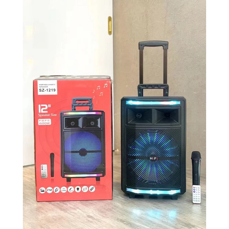 SZ-1219 Lowest Price Wireless Portable Speaker 12inch Big TWS Rrolley Speaker With Microphone
SZ-1219 Lowest Price Wireless Portable Speaker 12inch Big TWS Rrolley Speaker With Microphone