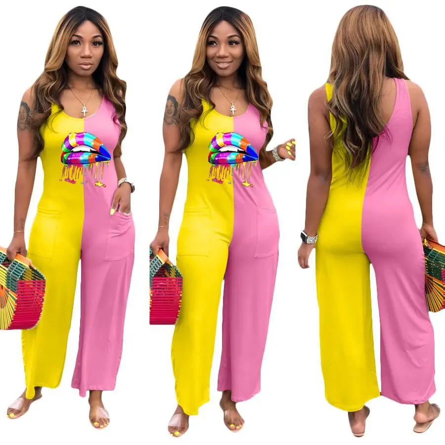 Hot Sale 2021 Women Clothing Fashion Casual Patchwork Halter Wide Leg Rompers Loose Night Club Wear Jumpsuit With Pocket, Picture
Hot Sale 2021 Women Clothing Fashion Casual Patchwork Halter Wide Leg Rompers Loose Night Club Wear Jumpsuit With Pocket, Picture