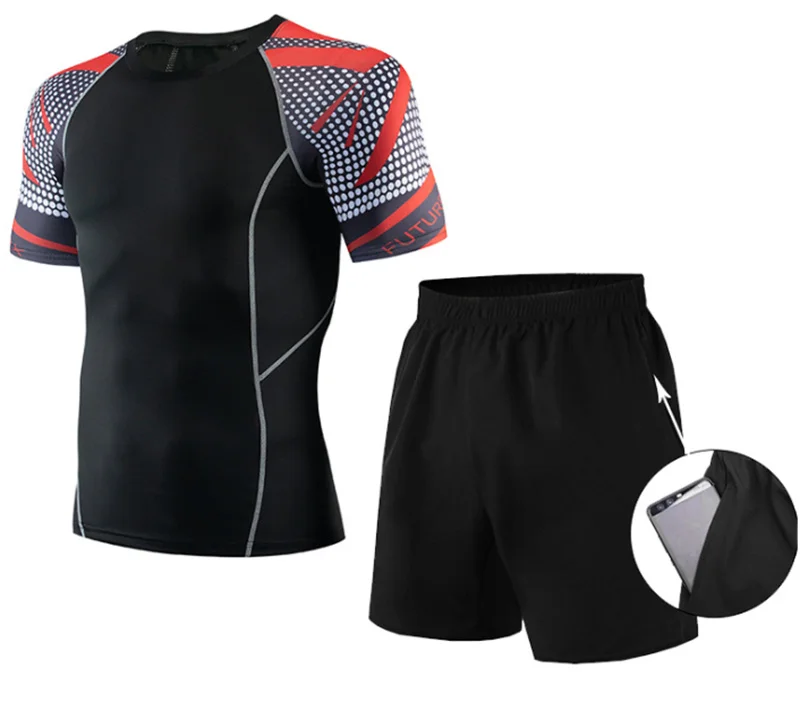 Short-sleeved sports suit quick-drying clothes men's running wear gym breathable sweat-absorbent tights, Custom color
Short-sleeved sports suit quick-drying clothes men's running wear gym breathable sweat-absorbent tights, Custom color