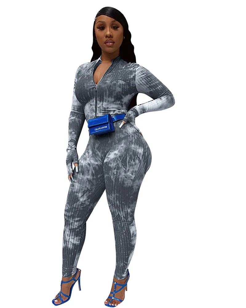 long sleeve women tie dye jumpsuit 2021 fall one piece fitness jumpsuit 
long sleeve women tie dye jumpsuit 2021 fall one piece fitness jumpsuit
