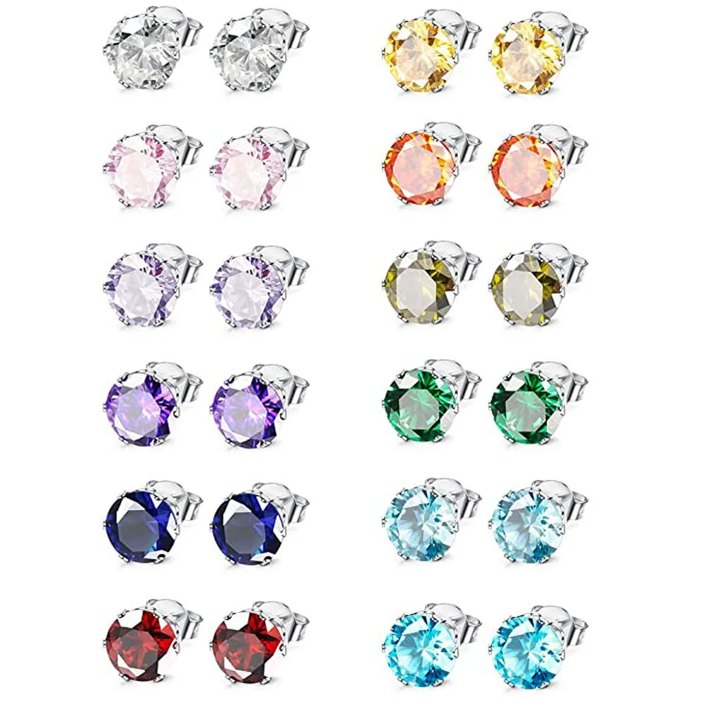 J style Jewelry Stainless Steel Women CZ Stud Earings Set Piercing 12 Pairs, Multi 
J style Jewelry Stainless Steel Women CZ Stud Earings Set Piercing 12 Pairs, Multi