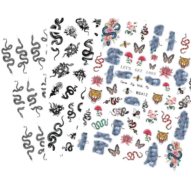 2022 New Snake Pattern Nail Stickers Decals DIY Manicure Decorations Glue Wraps Black and White Snake Series Nail Art Sticker, White and black
2022 New Snake Pattern Nail Stickers Decals DIY Manicure Decorations Glue Wraps Black and White Snake Series Nail Art Sticker, White and black