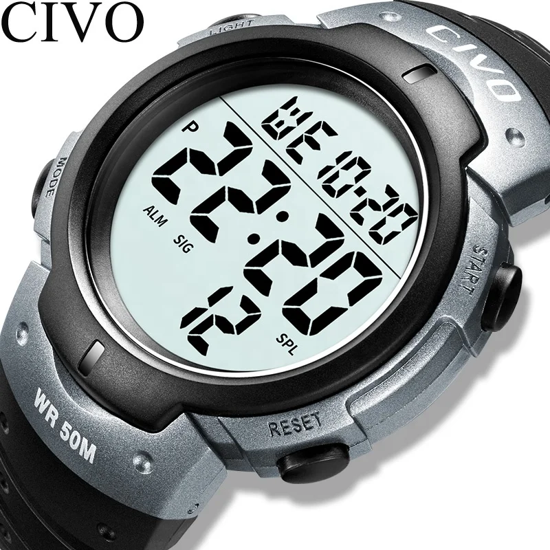 CIVO new model brand Alarm smart digital Multifunctional Men Sport Watch 12/24 Hour LED Digital 30M Waterproof Watches Men, Black
CIVO new model brand Alarm smart digital Multifunctional Men Sport Watch 12/24 Hour LED Digital 30M Waterproof Watches Men, Black
