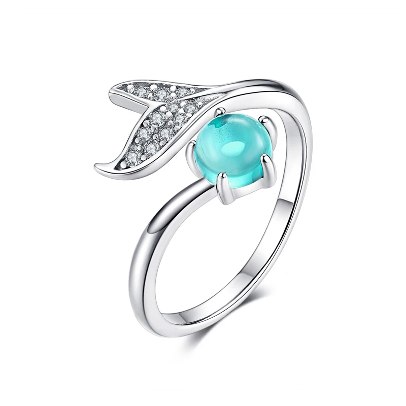 Sterling Silver Ring Blue Glass Bead Fish Tail Design Opening Adjustable Ring Zirconia 925 Silver Ring
Sterling Silver Ring Blue Glass Bead Fish Tail Design Opening Adjustable Ring Zirconia 925 Silver Ring