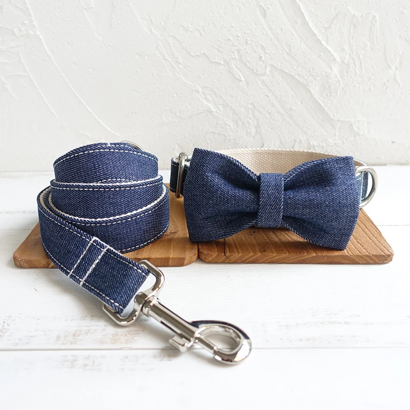 Wholesale pet collars Amazon hot sale quality jeans cotton webbing dog collars denim luxury dog collars leashes and bow tie set, As photo
Wholesale pet collars Amazon hot sale quality jeans cotton webbing dog collars denim luxury dog collars leashes and bow tie set, As photo