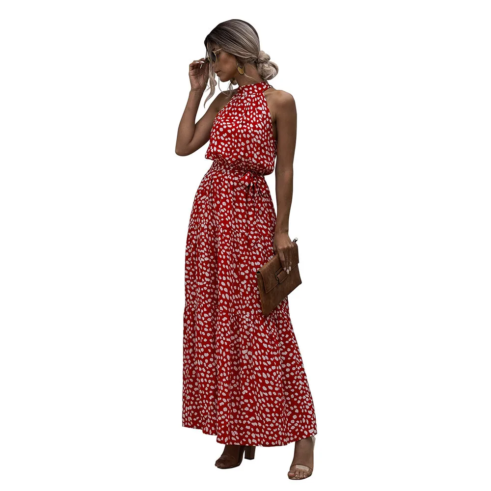 2021 Polka Dot Print Sleeveless Women Maxi Dress Party Beach Long Casual Halter Dress For Summer, Customized colors
2021 Polka Dot Print Sleeveless Women Maxi Dress Party Beach Long Casual Halter Dress For Summer, Customized colors
