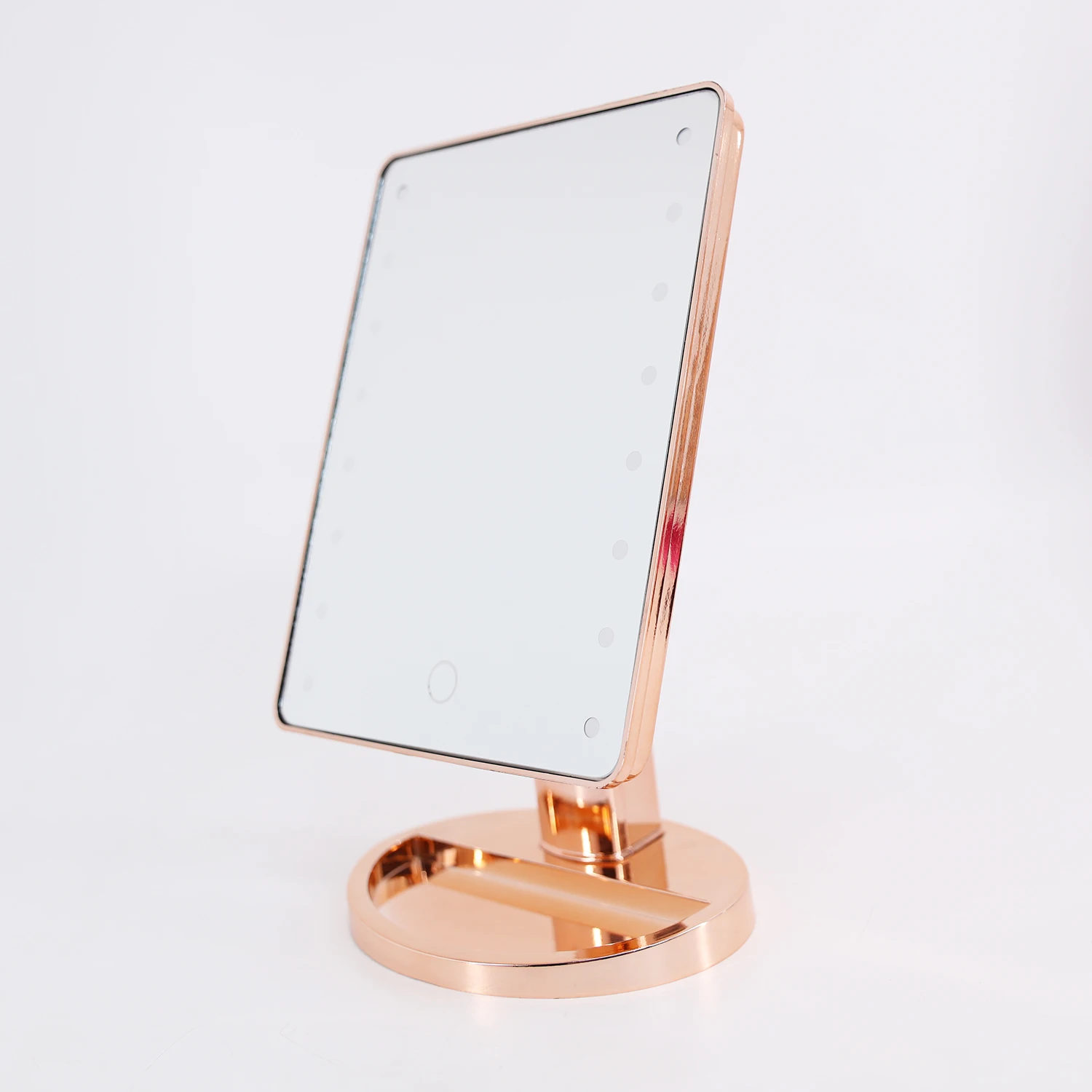 Popular selling Rose Gold Screen touch Tabletop Adjustable back standing Oval tray Makeup Mirror with case
Popular selling Rose Gold Screen touch Tabletop Adjustable back standing Oval tray Makeup Mirror with case
