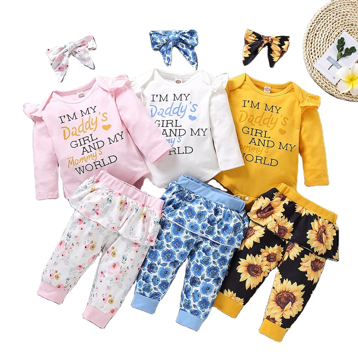 Hot Sale Cute Floral Romper 3pcs Baby Girl's Clothes Jumpsuit Romper+Headband 3-24M Age Infant Toddler Newborn Outfit Set
Hot Sale Cute Floral Romper 3pcs Baby Girl's Clothes Jumpsuit Romper+Headband 3-24M Age Infant Toddler Newborn Outfit Set