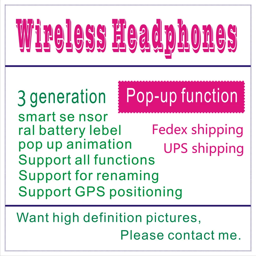 1PC/lot 3-generation wireless headset are suitable for all mobile phones on the market, with wireless charging functionHot
1PC/lot 3-generation wireless headset are suitable for all mobile phones on the market, with wireless charging functionHot
