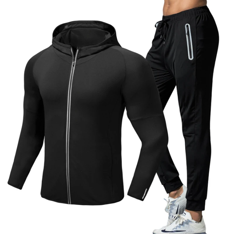 autumn two pieces dry fit fitness training running suit men gym hoodie track suits, Black
autumn two pieces dry fit fitness training running suit men gym hoodie track suits, Black