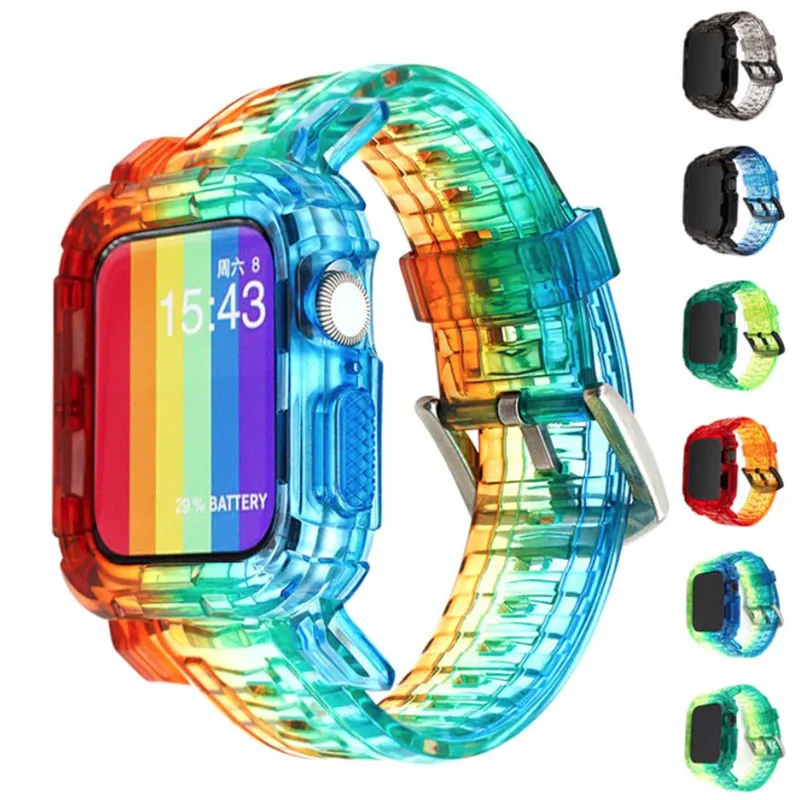 2021 New Soft TPU For Apple Watch iWatch Series 6 5 4 3 2 Gradient Colors Rainbow Watch Bands Strap With Metal Buckle
2021 New Soft TPU For Apple Watch iWatch Series 6 5 4 3 2 Gradient Colors Rainbow Watch Bands Strap With Metal Buckle