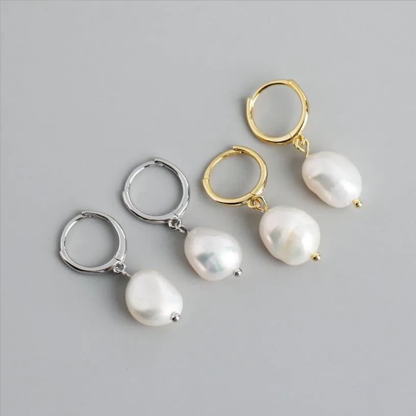 Dainty 925 Sterling Silver gold plated irregular natural freshwater baroque pearl hoop earrings
Dainty 925 Sterling Silver gold plated irregular natural freshwater baroque pearl hoop earrings