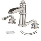 BWE Cupc Certified WideSpread Brass Waterfall Brushed Nickel Spot Defense 8-16 inch 2 Handle Bathroom Sink 3 Hole Faucet