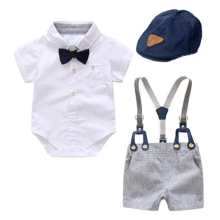 

ZHG176 Baby Boy Clothes Infant Gentleman Suit Bow Tie Shirt Suspenders Shorts Outfit Toddler Clothing For Baby Outfits