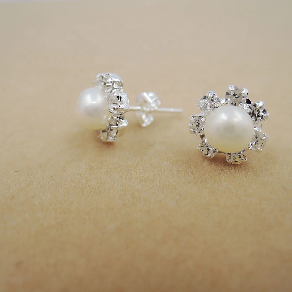 earring latest design freshwater pearl earring 925 silver plating with zircon natural fresh water pearl earring