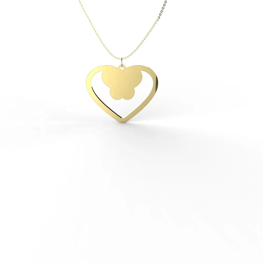 Wholesale Fashion Heart Pendant Necklace Stainless Steel Butterfly Heart Necklace Jewelry For Women, Steel/gold/rose gold and other 
Wholesale Fashion Heart Pendant Necklace Stainless Steel Butterfly Heart Necklace Jewelry For Women, Steel/gold/rose gold and other