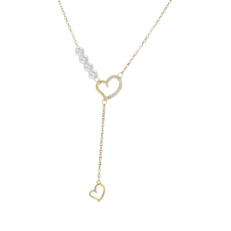 Gold Plated Zirconia Temperament Women's Pearl Love Necklace Hollow Heart Pendant Necklace
Gold Plated Zirconia Temperament Women's Pearl Love Necklace Hollow Heart Pendant Necklace