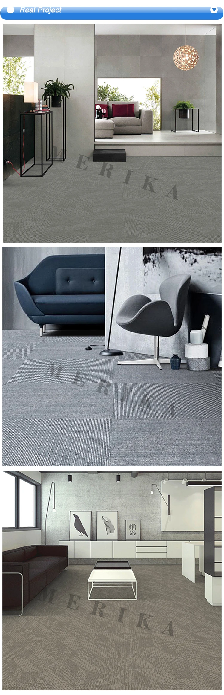 New Arrival Stripe 60*60cm Nylon Carpet Tiles with PVC Backing