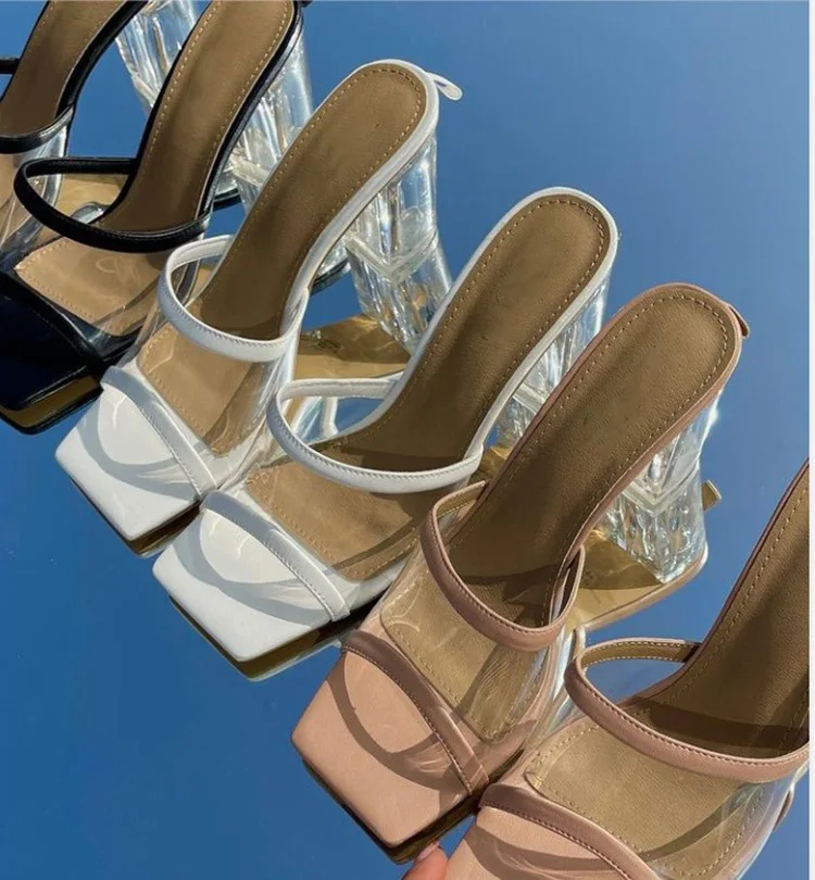 VMAE Fashion ladies high heels transparent Crystal women sandal slipper feminine square high heel glass shoe
VMAE Fashion ladies high heels transparent Crystal women sandal slipper feminine square high heel glass shoe