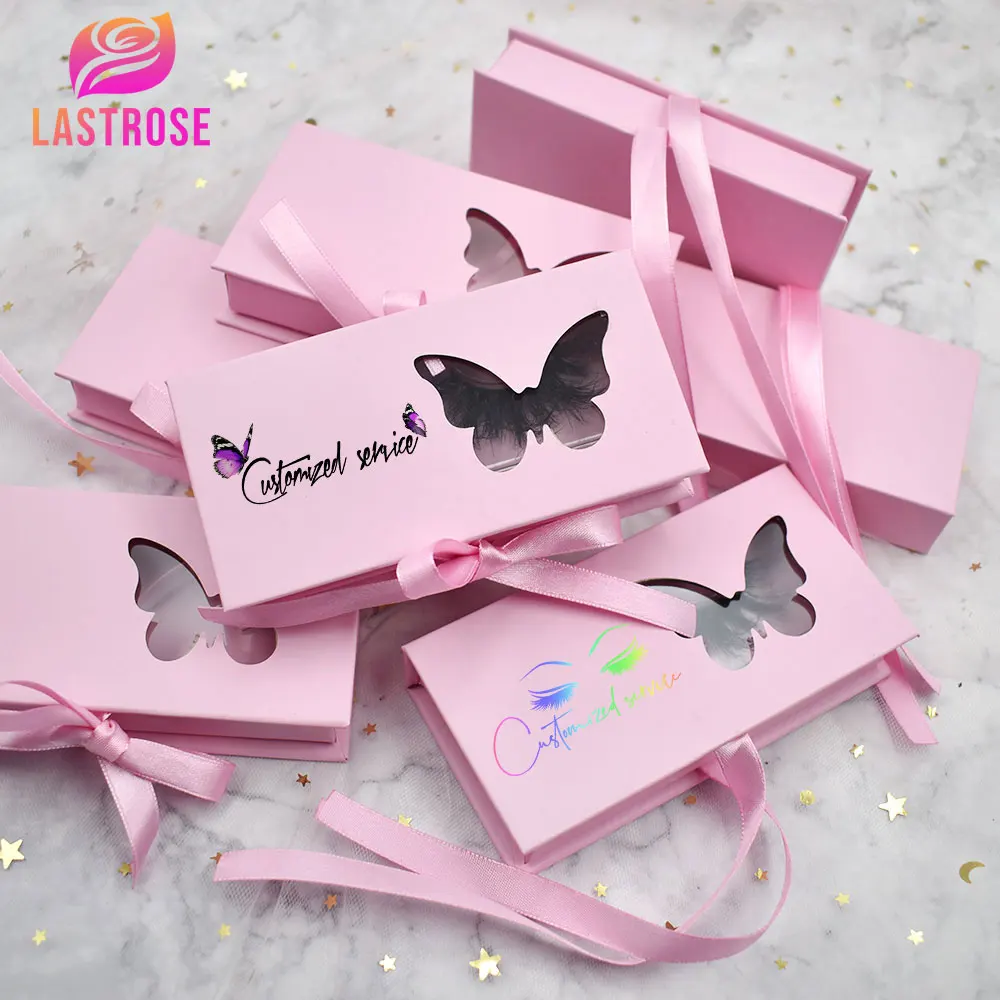 Pink butterfly eyelash packaging box wholesale mink eyelash box private label custom lash box vendor
Pink butterfly eyelash packaging box wholesale mink eyelash box private label custom lash box vendor