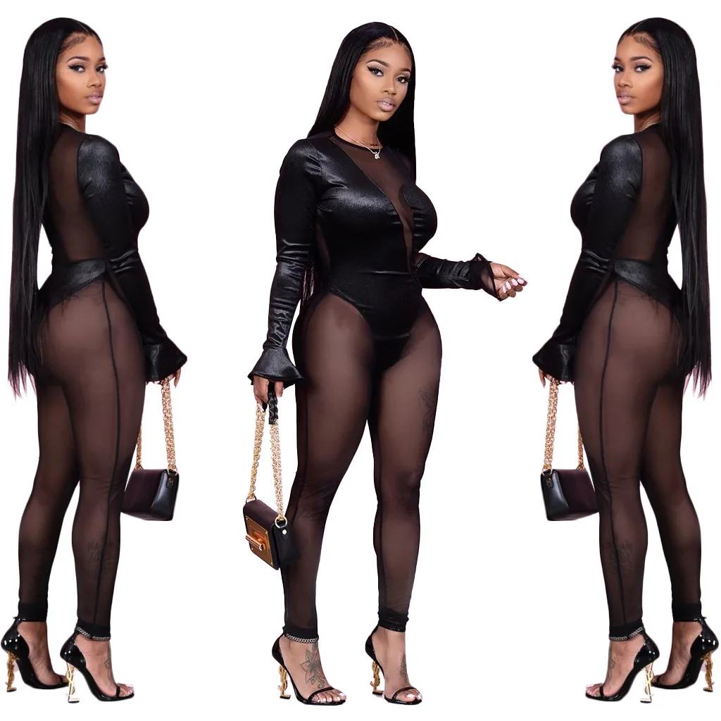 Hot Sale Sexy Women Nightclub Clothing Mesh See-Through Patchwork Long Sleeves Stitching Black Ladies Jumpsuits, Picture color
Hot Sale Sexy Women Nightclub Clothing Mesh See-Through Patchwork Long Sleeves Stitching Black Ladies Jumpsuits, Picture color