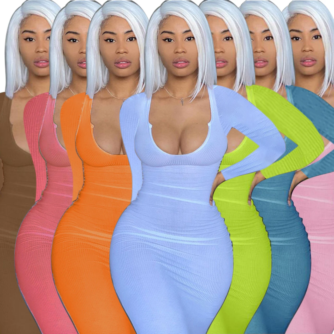 2021 long sleeve Solid Spring casual dress club Ribbed Skinny knitted Maxi Dress Summer Women Sexy tube dresses summer, Picture
2021 long sleeve Solid Spring casual dress club Ribbed Skinny knitted Maxi Dress Summer Women Sexy tube dresses summer, Picture