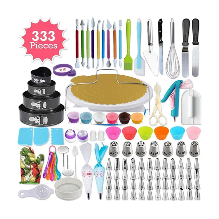 Upgraded 330 pcs baking supplies set complete decorating pop maker cake tools kit 
Upgraded 330 pcs baking supplies set complete decorating pop maker cake tools kit