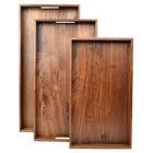 Luxury dining table desktop organize food serving wood trays home decor walnut