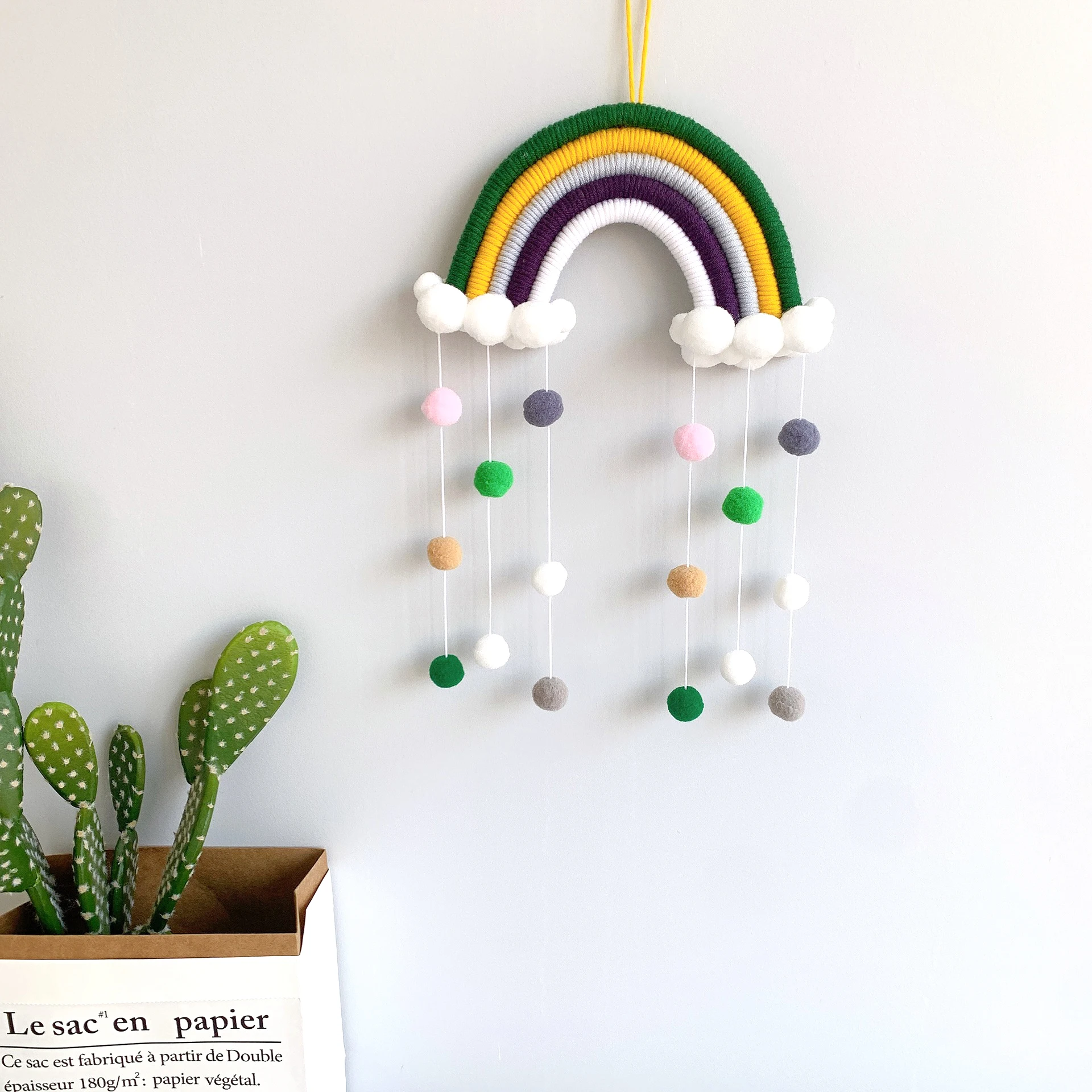 Room Decoration Handmade Woven Cotton Rope Rainbow Hanging Decoration Wall Hanging Decor With Felt Ball wall hanging, Optional
Room Decoration Handmade Woven Cotton Rope Rainbow Hanging Decoration Wall Hanging Decor With Felt Ball wall hanging, Optional