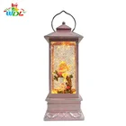 Pink Resin Craft Lighted mermaid Snow Globe water spinning Christmas Souvenirs Gift Lantern for Holiday Decoration