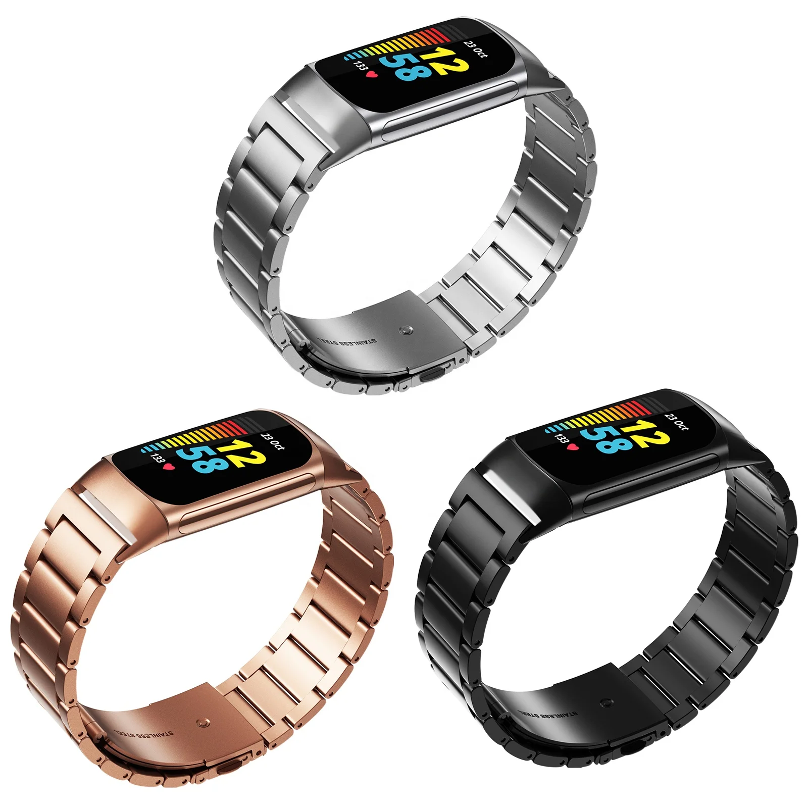 Stainless Steel Strap For Fitbit Watch Replaceable Metal Three Link Watch Band Bracelet For Charge 5 Wrist Watch Strap, Silver,black,rose gold
Stainless Steel Strap For Fitbit Watch Replaceable Metal Three Link Watch Band Bracelet For Charge 5 Wrist Watch Strap, Silver,black,rose gold