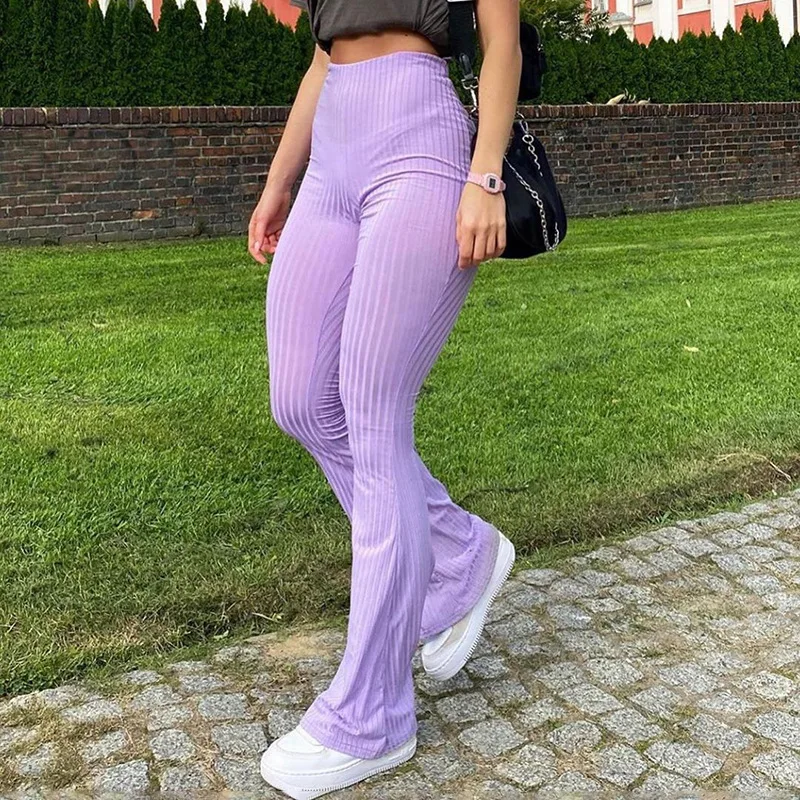 Wholesale Solid High Waist Sweat Ribbed Pants Slim Flared Women Pants Purple Color Plain Women Trousers, Picture
Wholesale Solid High Waist Sweat Ribbed Pants Slim Flared Women Pants Purple Color Plain Women Trousers, Picture
