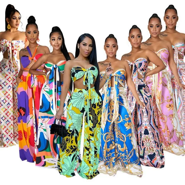 Fashion 2021 Summer Print Wide Leg Pants Crop Top Women 2 Piece Set Women Clothing Two Piece Pants Set
Fashion 2021 Summer Print Wide Leg Pants Crop Top Women 2 Piece Set Women Clothing Two Piece Pants Set