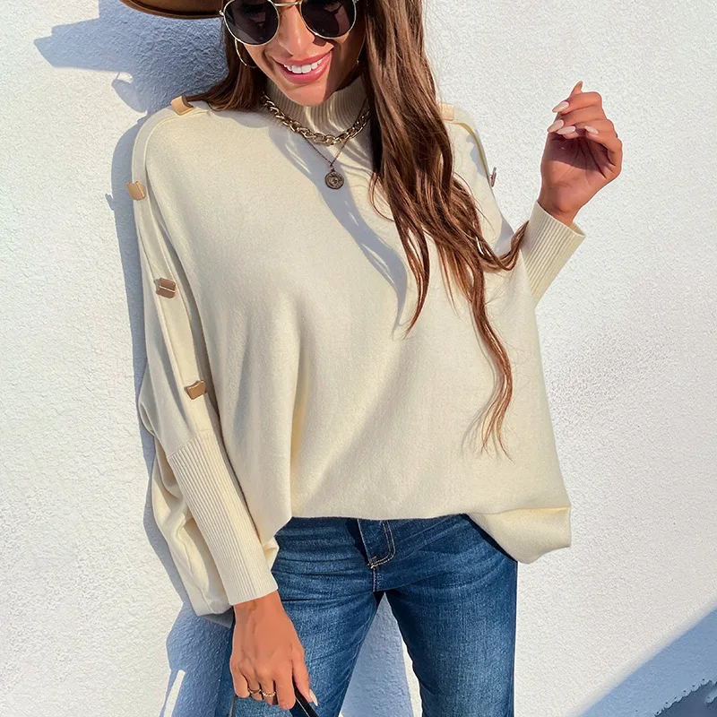 Customized LOGO Fall/Winter New Style Sleeve Shoulder Button High Collar Wool Knit Sweater Women's Top, Picture
Customized LOGO Fall/Winter New Style Sleeve Shoulder Button High Collar Wool Knit Sweater Women's Top, Picture