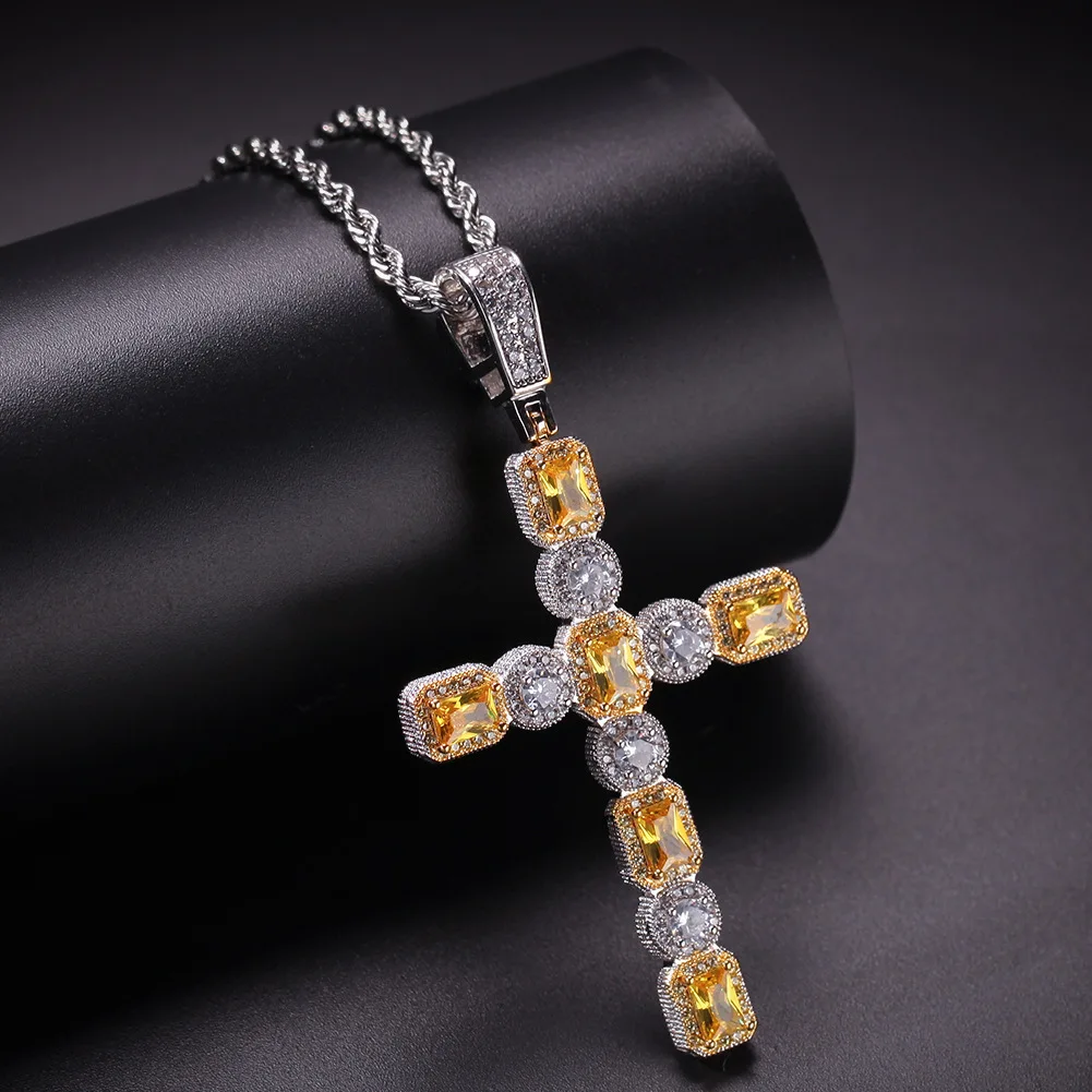 New Hip Hop Jewelry Gold Silver Color Bling Cross Charms Chain Iced out CZ Cross Pendant Necklace, Picture shows
New Hip Hop Jewelry Gold Silver Color Bling Cross Charms Chain Iced out CZ Cross Pendant Necklace, Picture shows