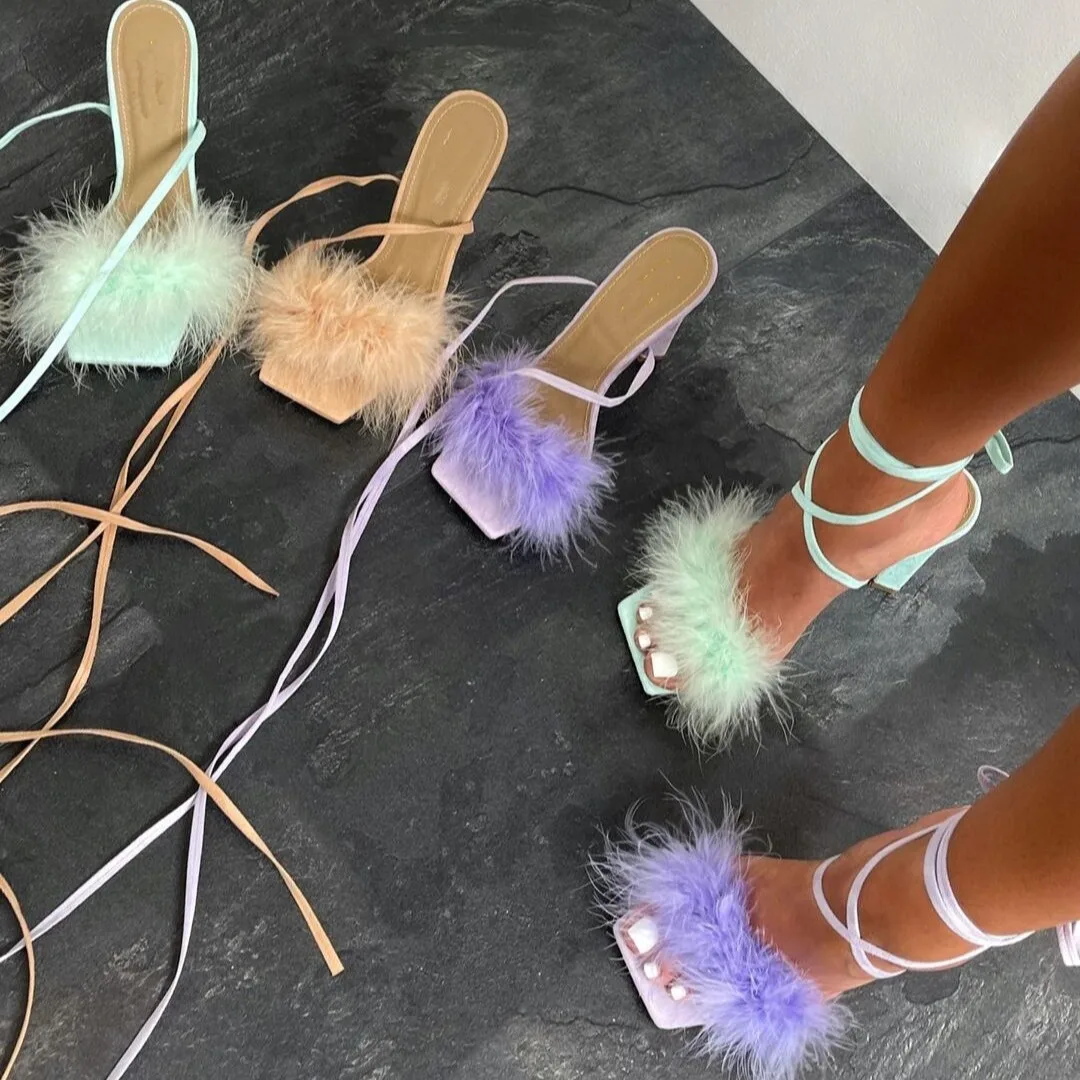 Summer Elegant Women's Square Toe Furry Cross-Tied Thin Block Party heeled sandals Chaussure Femme ladies heels
Summer Elegant Women's Square Toe Furry Cross-Tied Thin Block Party heeled sandals Chaussure Femme ladies heels