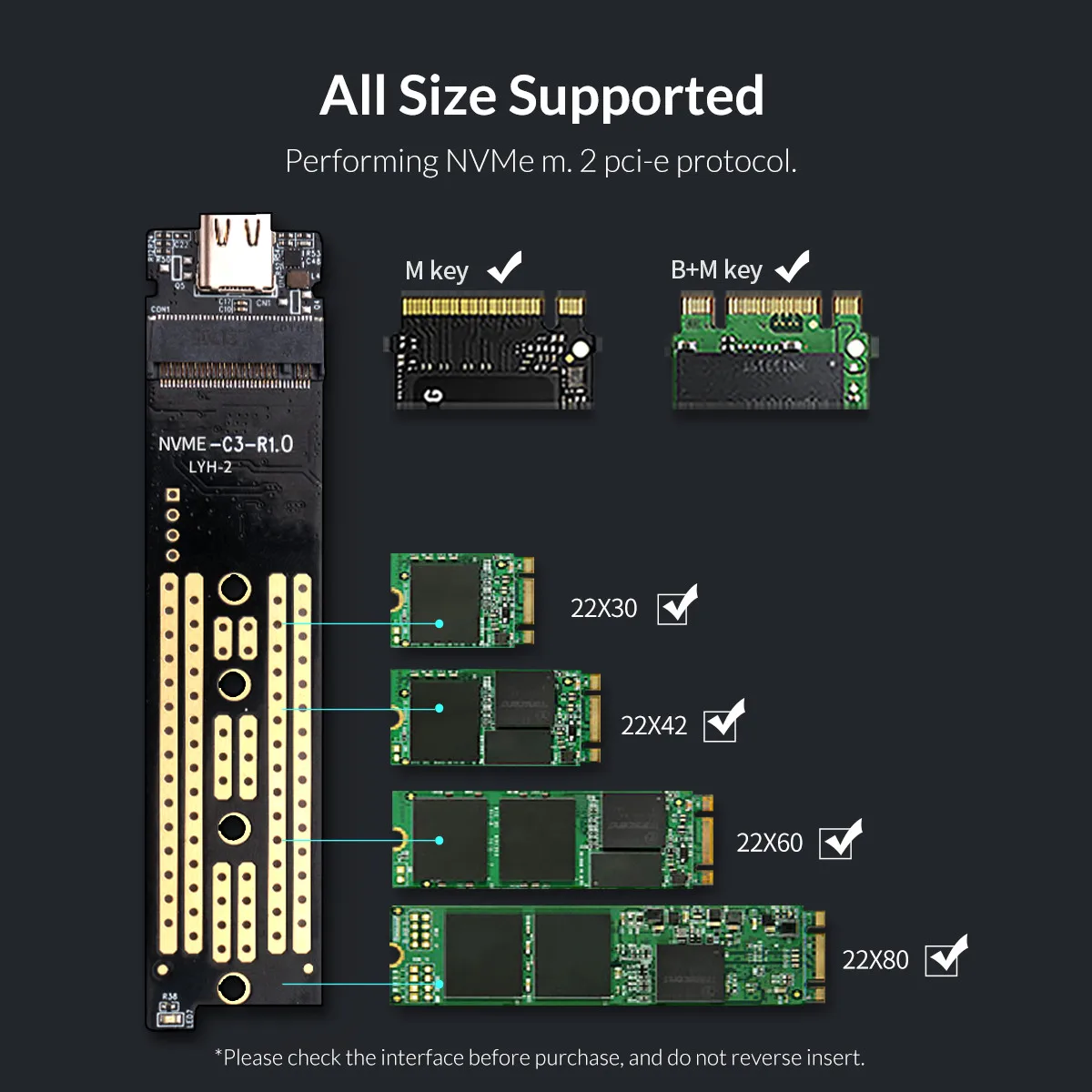 orico 透明迷你 nvme m.2 固态硬盘盘柜 usb3.