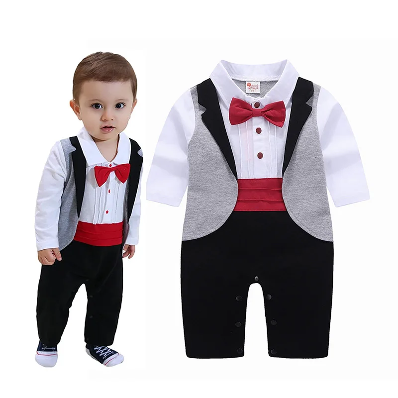

boy infant toddlers clothing Romper Jumpsuit Wedding Outfit 3-18 M Tuxedo Gentleman 6 Mnth Baby Boy Outfit Clothes DGBG-012