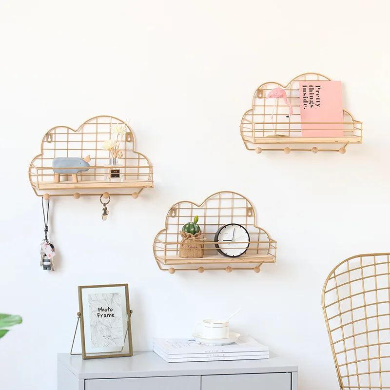 Nordic Minimalist Iron Art Grid Cloud Wood Wall Mounted Shelf Home Decoration Hook Storage Organizer Rack, Picture shows
Nordic Minimalist Iron Art Grid Cloud Wood Wall Mounted Shelf Home Decoration Hook Storage Organizer Rack, Picture shows