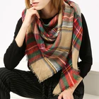 stylish 200*140*140cm long pashmina scarfs plaid Cashmere triangle scarf