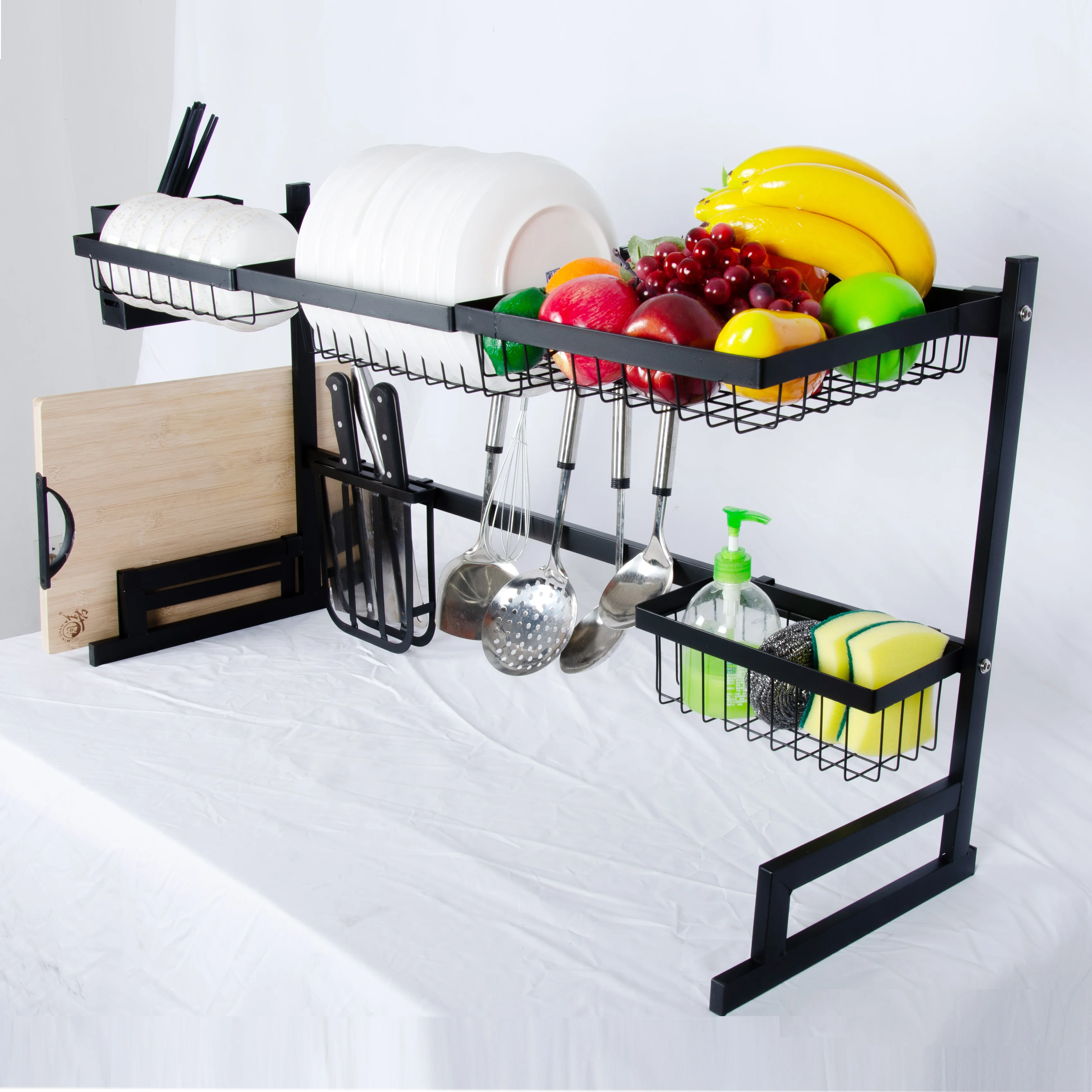 Stainless Steel Kitchen Shelf Organizer Dishes Drying Rack Over Sink Drain Rack, Black
Stainless Steel Kitchen Shelf Organizer Dishes Drying Rack Over Sink Drain Rack, Black