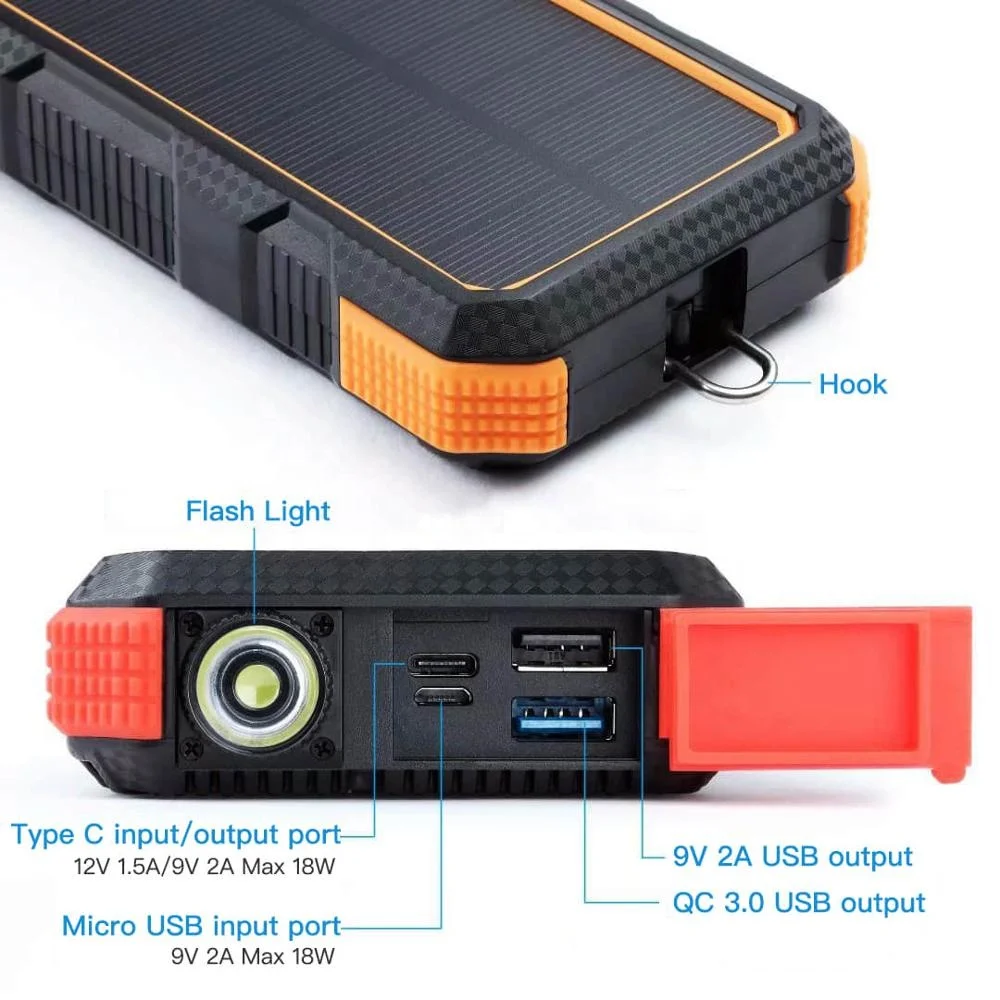 5v 9v 18w pd quick charge solar power bank charger 24000mah